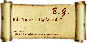 Bánszki Győző névjegykártya
